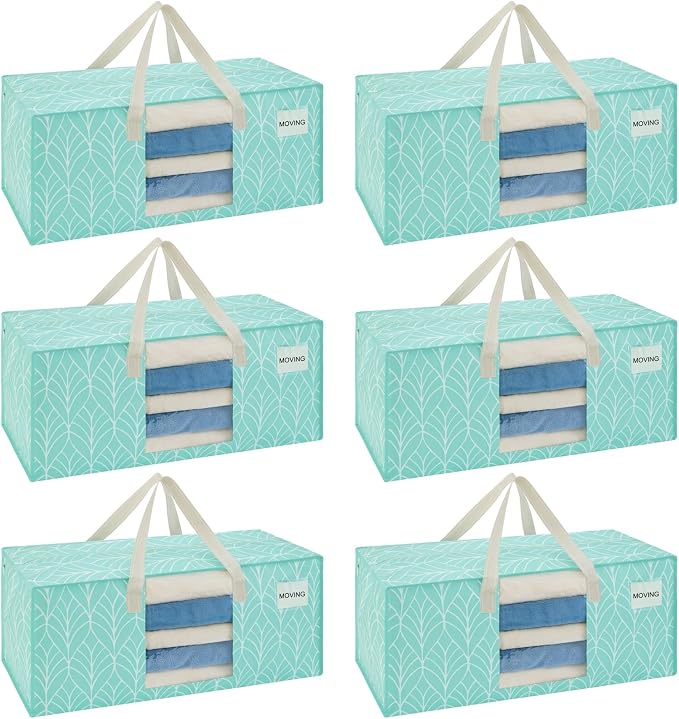 VENO 6 Pack Heavy Duty Moving Bags, Storage Bins by Veno