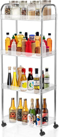 4 Tier Kitchen Bathroom Storage Rolling Cart 39 Inches Tall Slim Utility by Wensdr