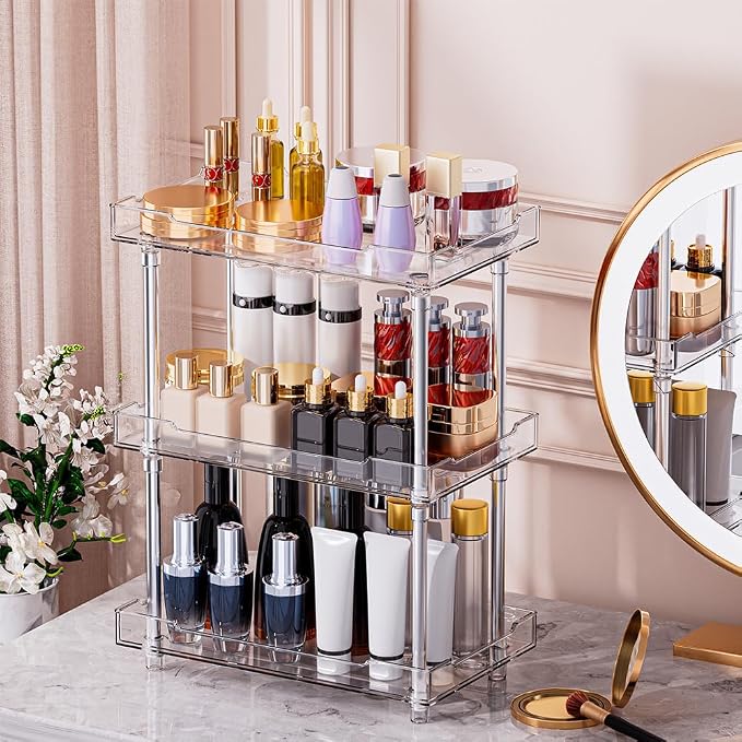 Body Spray Organizer, 3 Tier Bathroom Counter Organizer Acrylic Clear Corner - Image 4
