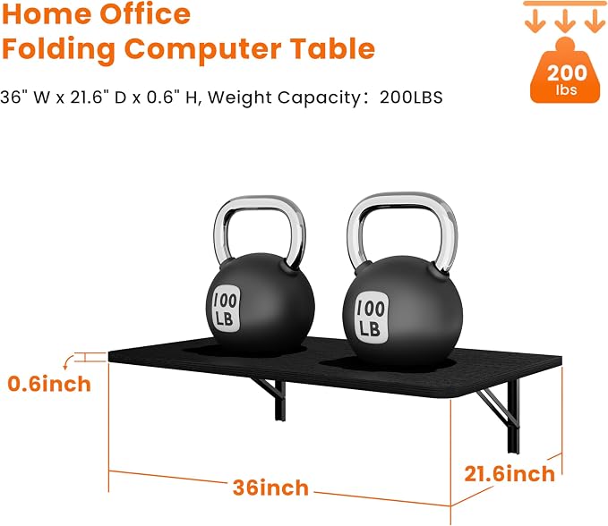 IAE Wall Mounted Floating Foldable Desk, Fold&Floating Design - Image 2