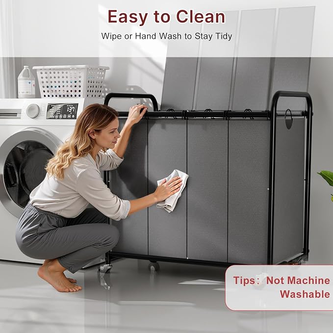 4-Compartment Laundry Cart - Image 8