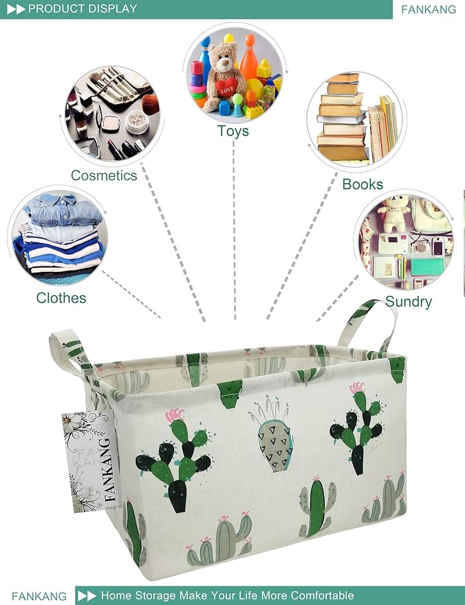 FANKANG Storage Basket, Nursery Hamper Canvas Laundry Basket Foldable - Image 3