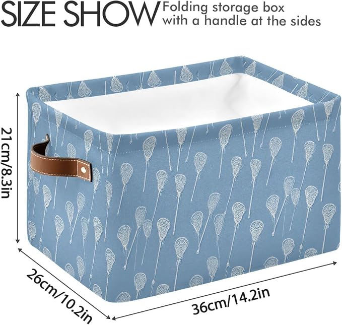 Pfrewn Storage Basket Bins Foldable Blue Lacrosse Sticks Laundry Hamper Box - Image 4