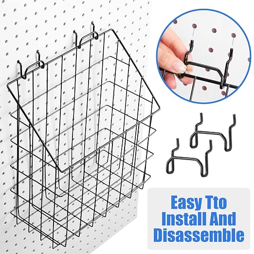 meekoo 2 Pcs Pegboard Baskets 12.4 x 7.5 x 12.8'', Peg Board Organizer - Image 4