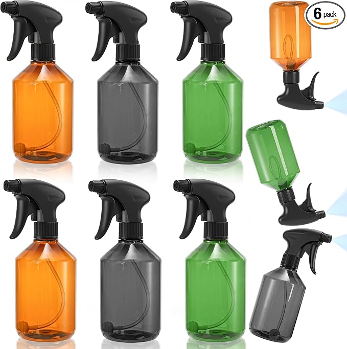 Bekith 6 Pack 360° Plastic Spray Bottles, 17oz/510ml Empty Refillable Containers by Bekith