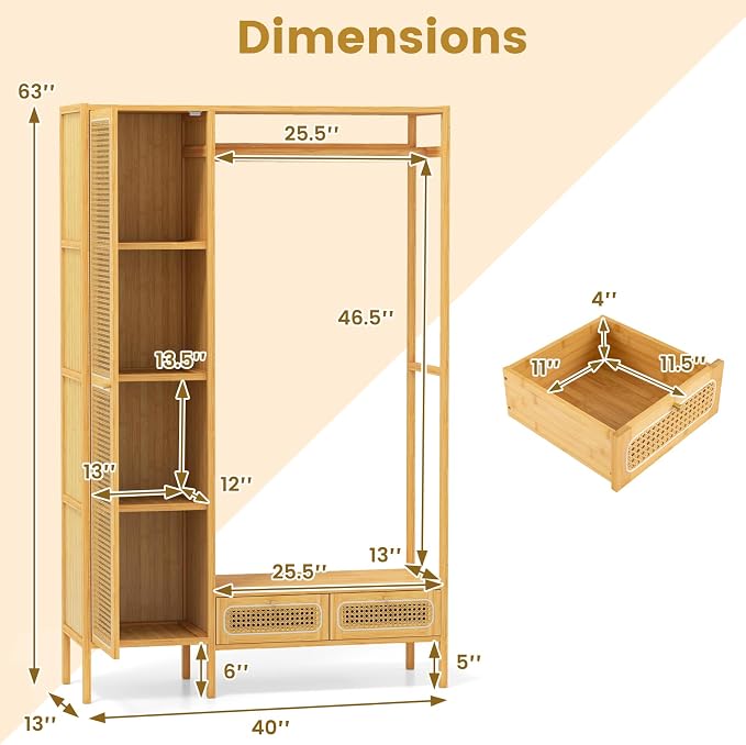 Giantex Bamboo Clothes Rack - Image 8