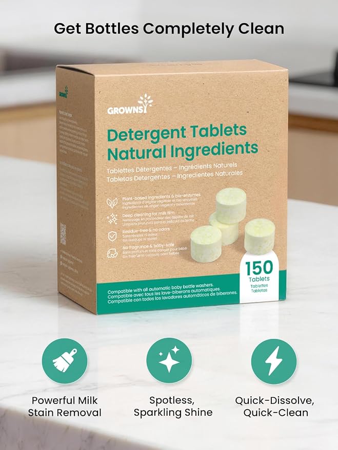 GROWNSY Bottle Washer Detergent Tablets, Plant-Based Enzyme Formula, Removes - Image 6