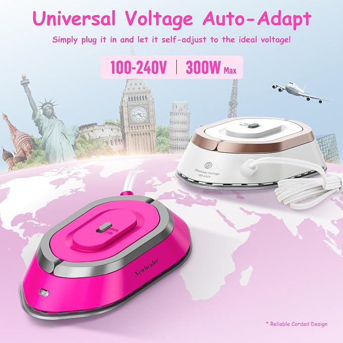 Newbealer Travel Iron with Global Voltage, 100-240V Mini Dry Iron - Image 3