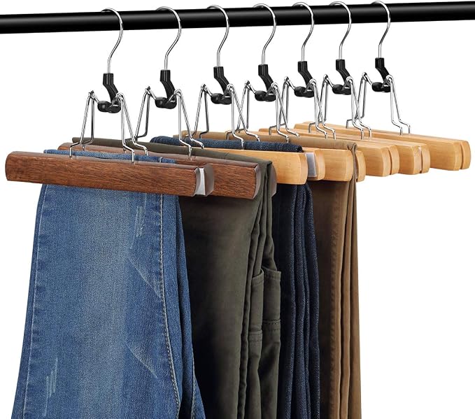 AMKUFO 12 Pack Wooden Pants Hangers - Image 2