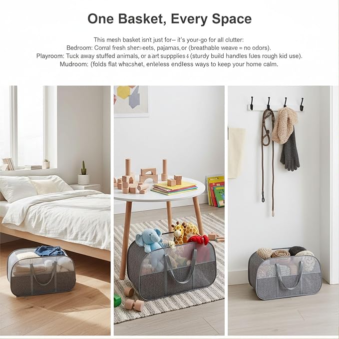 ６Pack Collapsible Laundry Baskets, Pop Up Mesh Laundry Hamper - Image 3