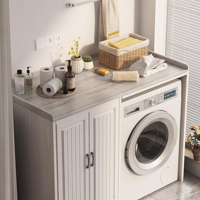 54"×27.5"×2" Foldable Washer Dryer Countertop, Solid Wood Laundry Storage Shelf by Rosedate