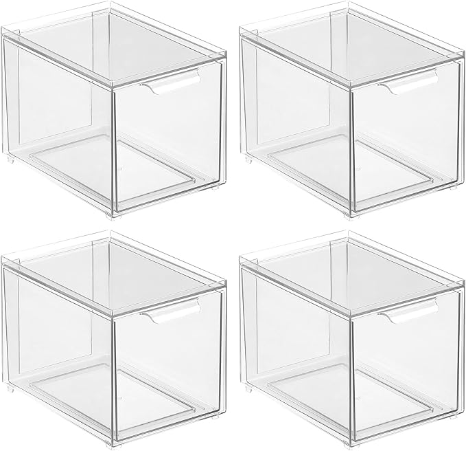 mDesign Shoe Storage Box with Drawer – Sturdy Plastic Storage Box - Image 9
