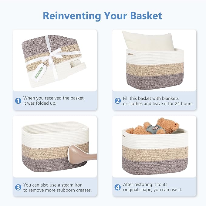 Cotton Rope Storage Baskets, Foldable Storage Bins, Decorative Woven Basket - Image 8