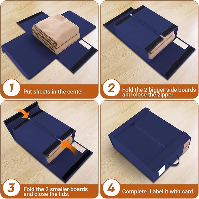 8 Pack Bed Sheet Closet Organizers and Storage, Sturdy Foldable Storage - Image 4