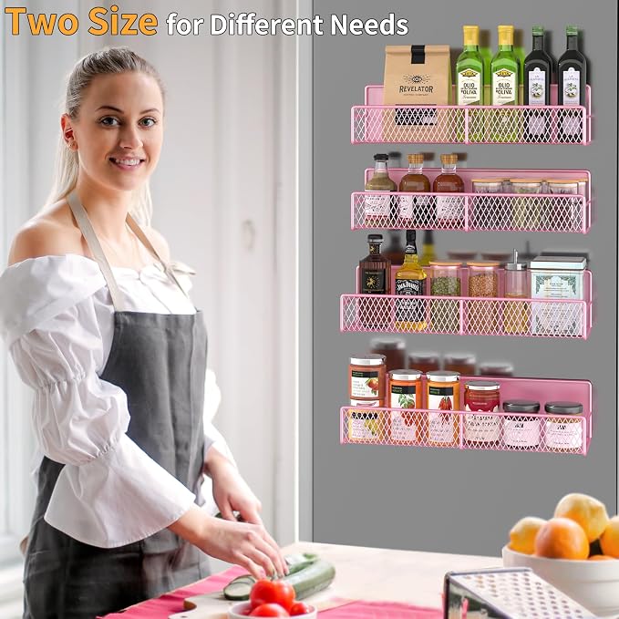 Magnetic Spice Rack for Refrigerator, 4 Pack 100% Metal Strong Magnet Fridge - Image 6