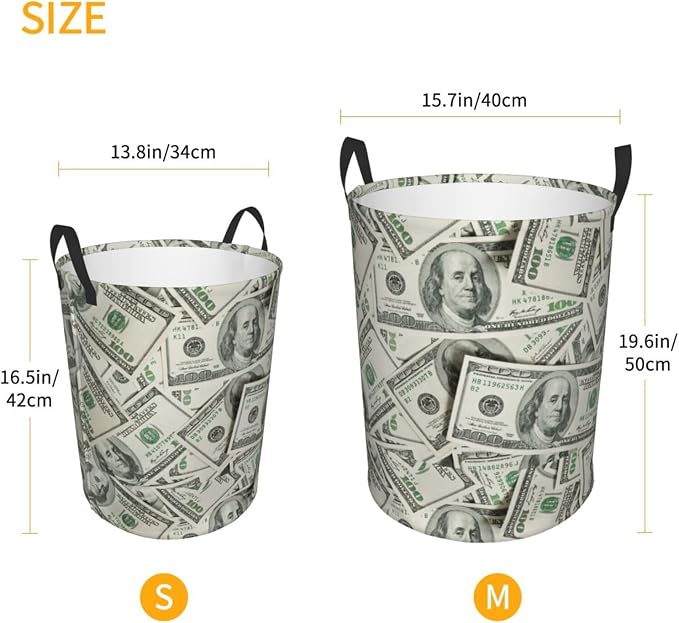 Funny Hundred Dollars Money Bills Laundry Hamper Bag - Image 4