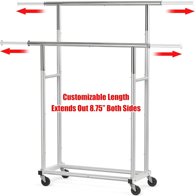 Simple Houseware Standard Double Rod Garment Rack - Image 2