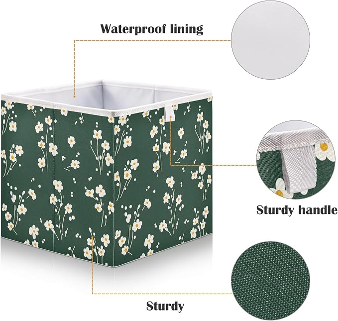 senya Large Storage Bins Small White Flower Collapsible Foldable Storage Cubes - Image 4