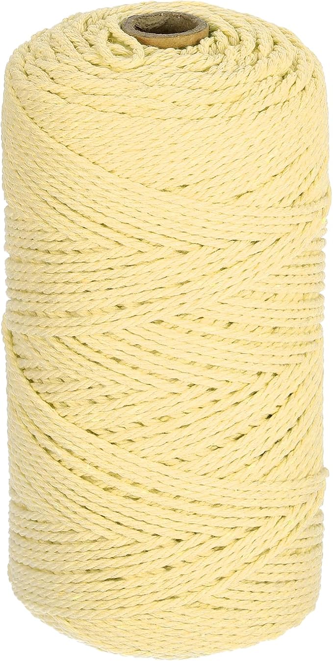 HARFINGTON Natural Macrame Cord 2mm x 220 Yards 3 Strand Twisted Cotton Macrame by HARFINGTON