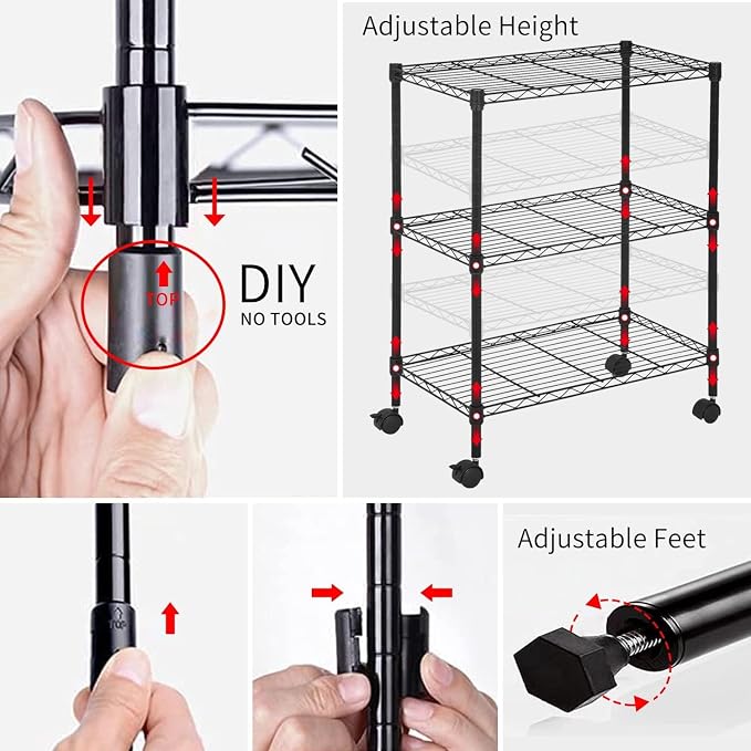 3-Tier Metal Wire Shelving Unit - Image 4