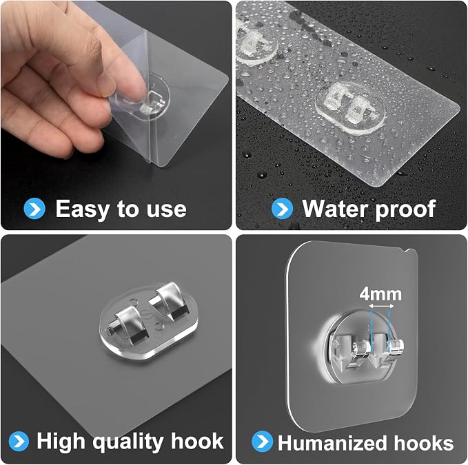 Lsnisni 14 Pack Shower Caddy Adhesive Replacement, Strong Adhesive Hooks - Image 4