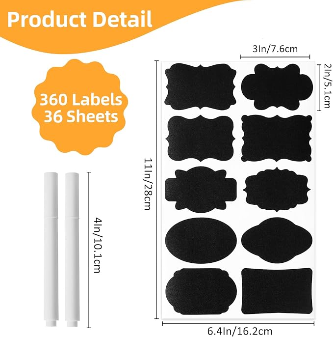 360Pcs Chalkboard Labels – 3x2 Inch Reusable Blackboard Stickers - Image 2