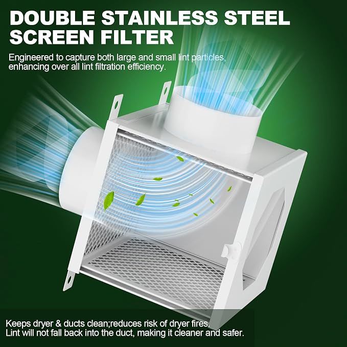 Metal Dryer Duct Lint Trap, Indoor Dryer Vent Kit - Image 3