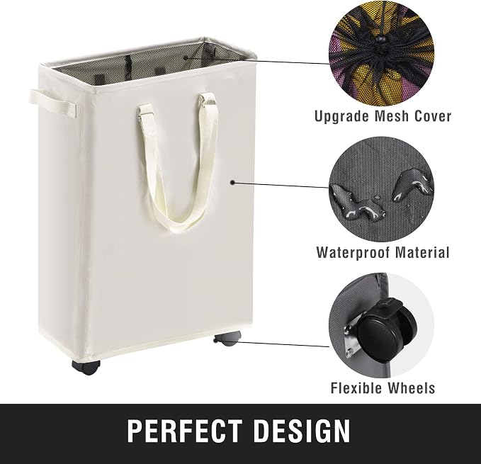 Slim Rolling Laundry Basket, Slim Laundry Hamper - Image 5