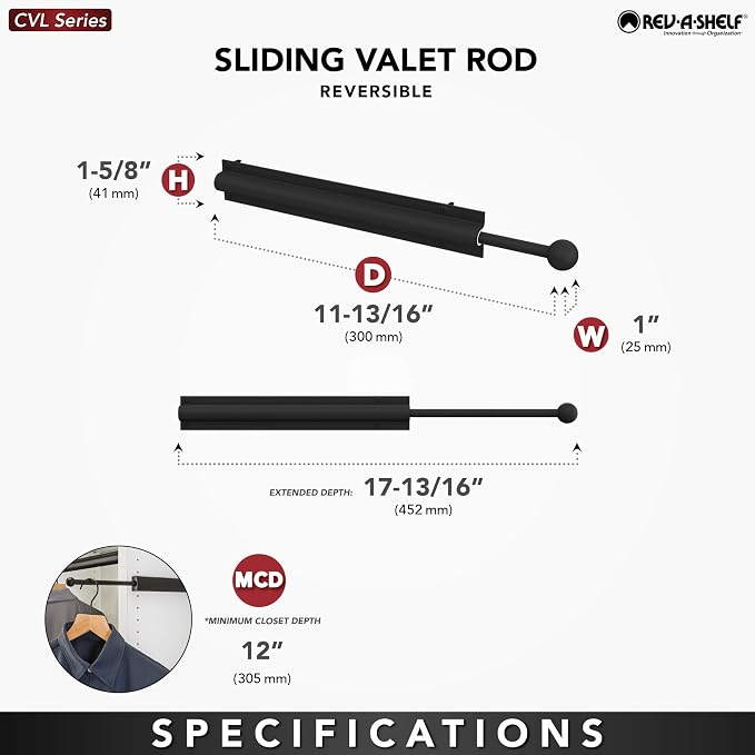 Rev-A-Shelf 6-Inch Extending Closet Rod, Organization Rack - Image 2