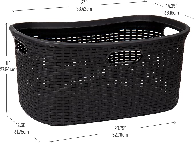Mind Reader 40L Laundry Basket, Clothes Hamper, Premium Wicker Design - Image 3