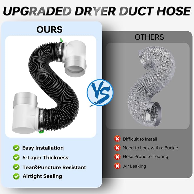 MOPHA 8FT Dryer Vent Hose for Tight Space, 90 Degree Dryer Vent Elbow - Image 8
