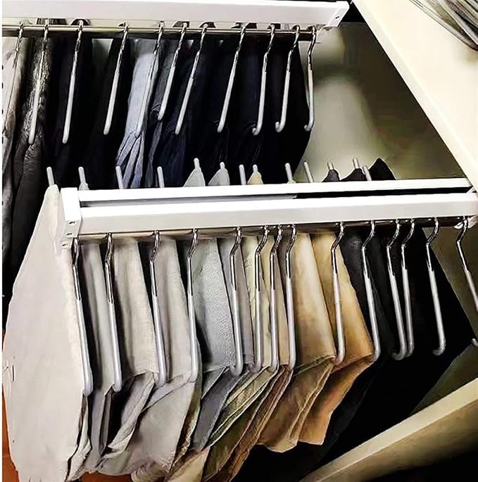 Closet Rod Garment Bar, Hanging Clothes Rods Adjustable Clothing Organizer - Image 4