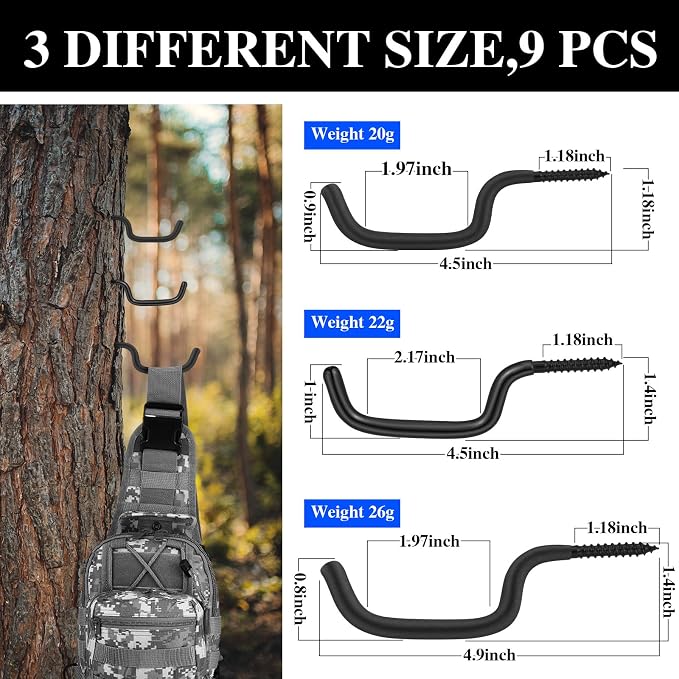 12 Pcs Tree Stand Bow Hanger Set Include 3 Pcs Folding Bow Hanger and 9 Pack - Image 4