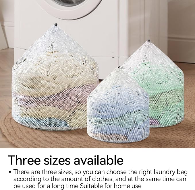 6Pcs Laundry Mesh Wash Bags, Drawstring Net Laundry Bag - Image 6