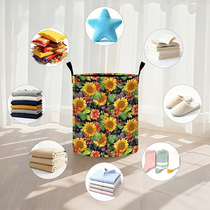 Sunflowers Laundry Basket Storage Bin Foldable Laundry Hamper Clothes Storage - Image 5