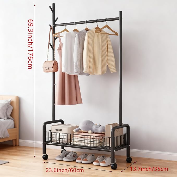 Clothes Rack with Storage Shelves, Heavy - Image 2