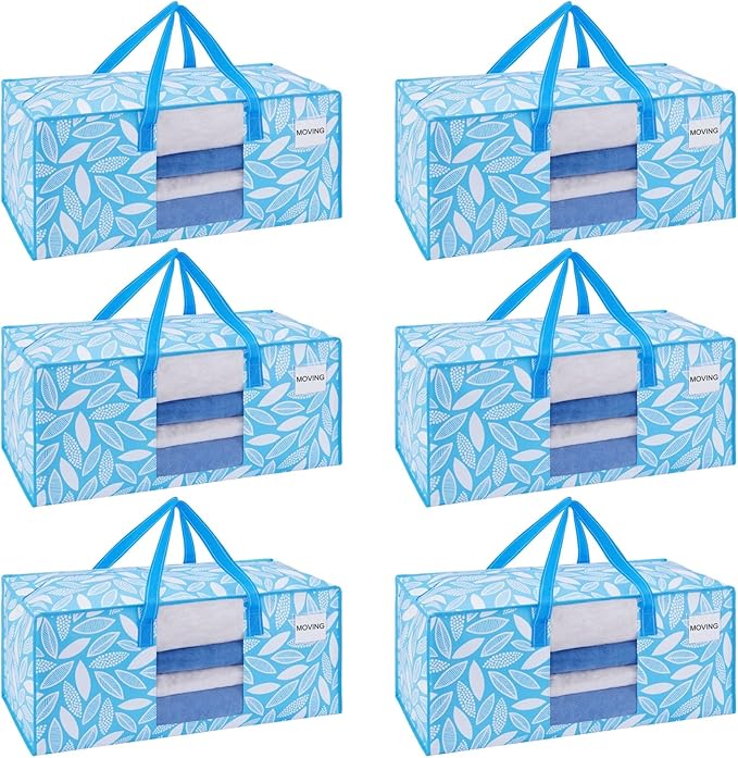 VENO 6 Pack Heavy Duty Moving Bags, Storage Bins by Veno