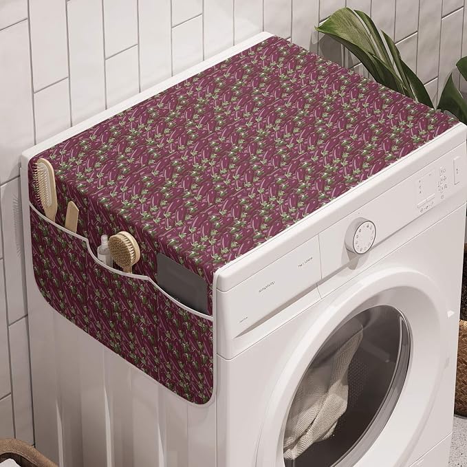 Ambesonne Eggplant Washing Machine Organizer, Retro Inspired Stacks of by Ambesonne