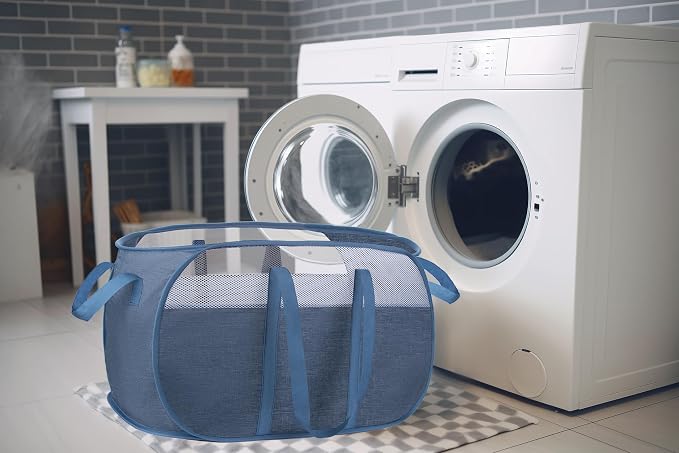 pop-up laundry basket，with Durable Handles collapsible Mesh laundry Hamper - Image 4