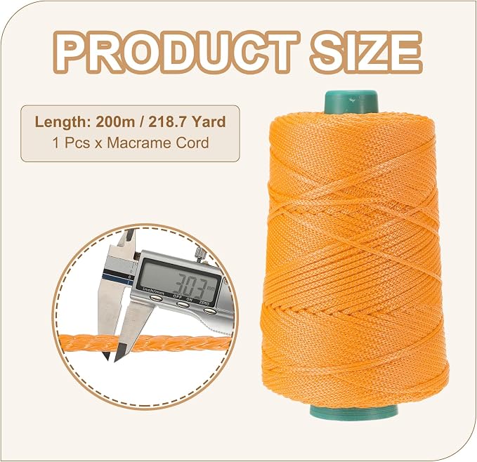 YELARXI Polyester Macrame Cord, 3mm x 219 Yards Polypropylene Macrame Cords - Image 2