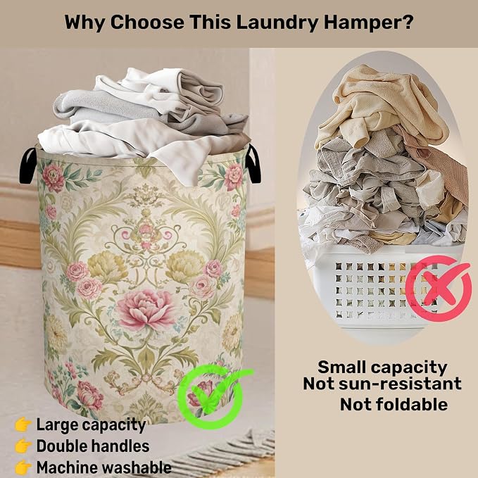 Shabby Chic Rose Laundry Basket - Image 3