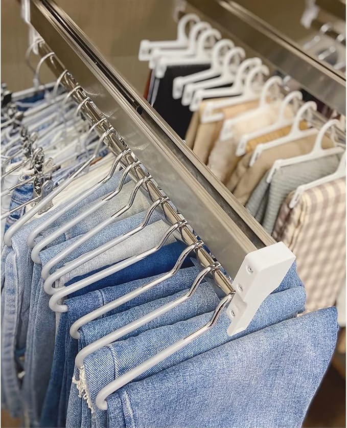 Closet Rod Garment Bar, Hanging Clothes Rods Adjustable Clothing Organizer - Image 4