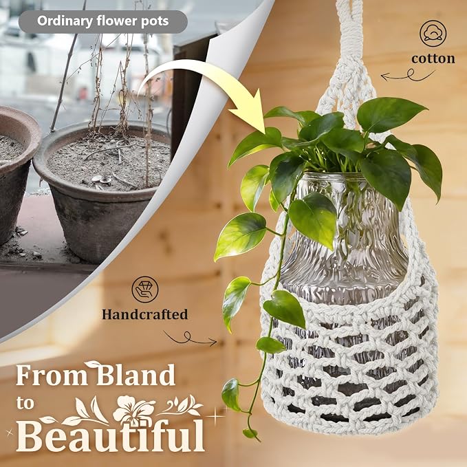 Macrame Wall Plant Hanger, Hanging Planter Basket Holder, Wall Planters - Image 4