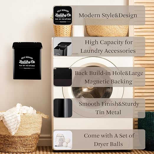 Magnetic Lint Bin for Laundry Room, Metal Trash Can - Image 4