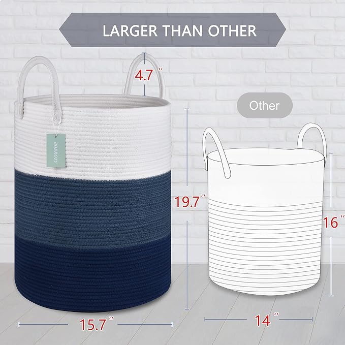 Large Blanket Basket, Tall Laundry Basket 65L, Nursery Hamper - Image 2