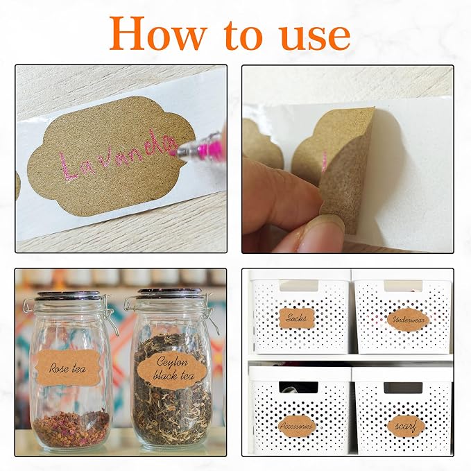300Pcs 2" x 1.2" Gift Tags Name Label Stickers, Blank Kraft Stickers - Image 3
