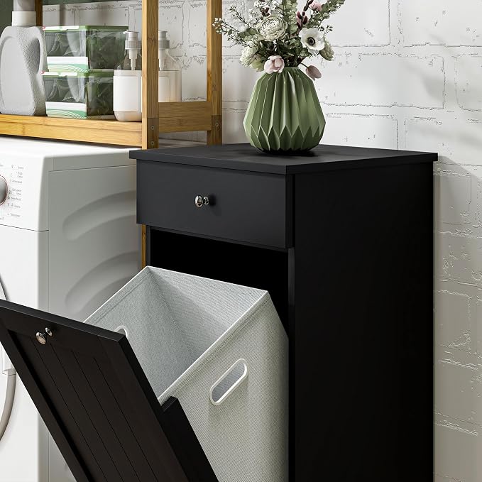 HOMCOM Laundry Cabinet with Removable Basket, Tilt Out Laundry Hamper with - Image 9