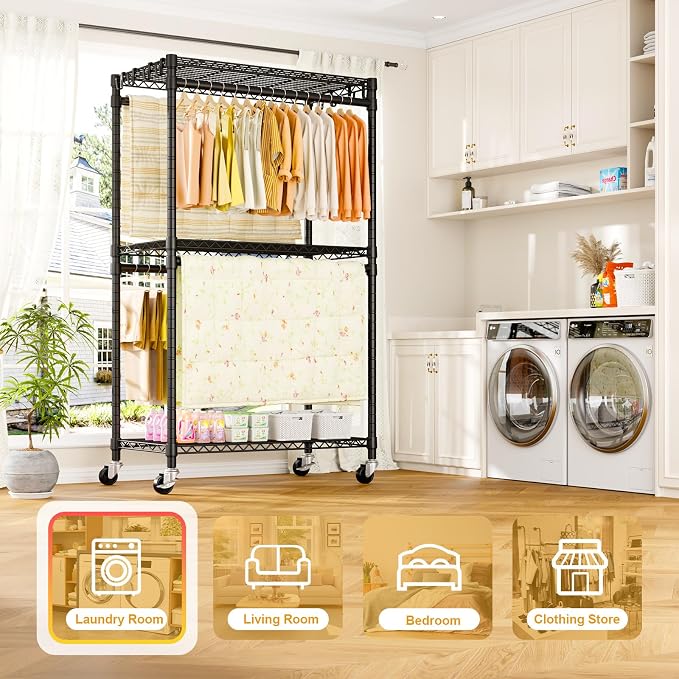 P5 Rolling Clothes Rack Heavy Duty, Clothing Racks - Image 7