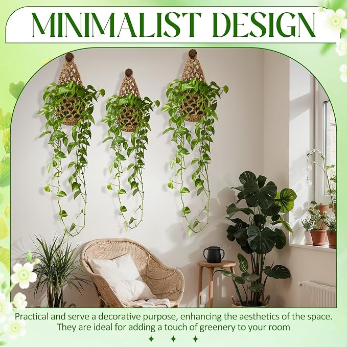 6 Pk Wall Planters for Indoor Macrame Plant Hanger Boho Wall Mounted Flower - Image 5
