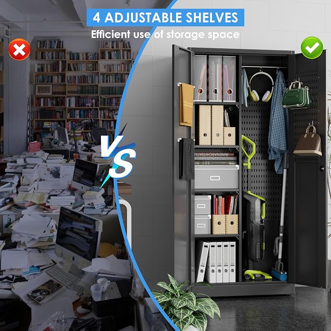 61.61" H Metal Broom Closet Storage Cabinets - Image 3